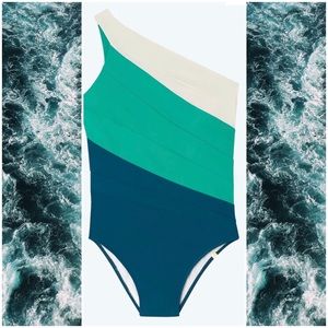 Summersalt The Sidestroke One Piece Swim Suit Seaweed & Seaglass & White Sand